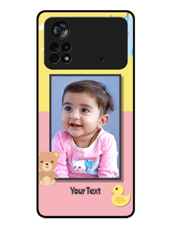 Custom Poco X4 Pro 5G Photo Printing on Glass Case - Kids 2 Color Design