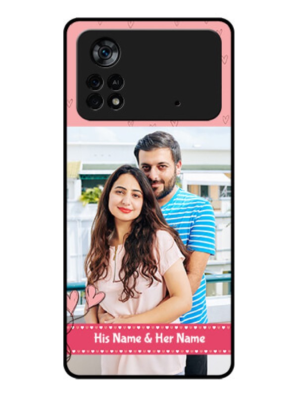 Custom Poco X4 Pro 5G Personalized Glass Phone Case - Love Design Peach Color
