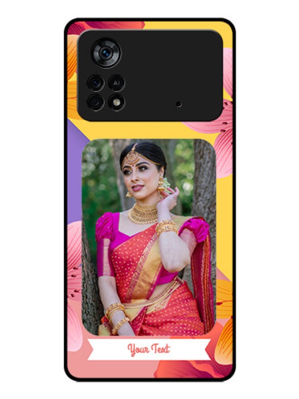 Custom Poco X4 Pro 5G Custom Glass Mobile Case - 3 Image With Vintage Floral Design