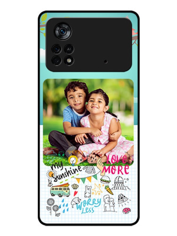 Custom Poco X4 Pro 5G Photo Printing on Glass Case - Doodle love Design