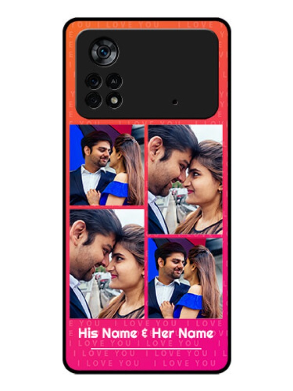 Custom Poco X4 Pro 5G Custom Glass Phone Case - I Love You Pink Design