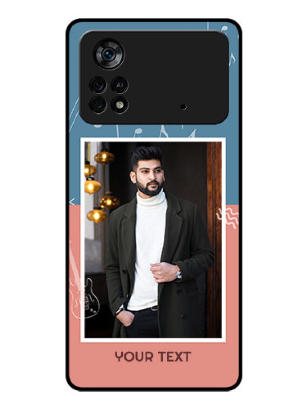 Custom Poco X4 Pro 5G Photo Printing on Glass Case - with Color Musical Note Design