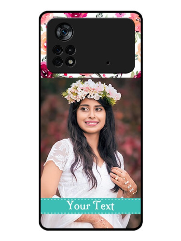 Custom Poco X4 Pro 5G Custom Glass Phone Case - Watercolor Floral Design