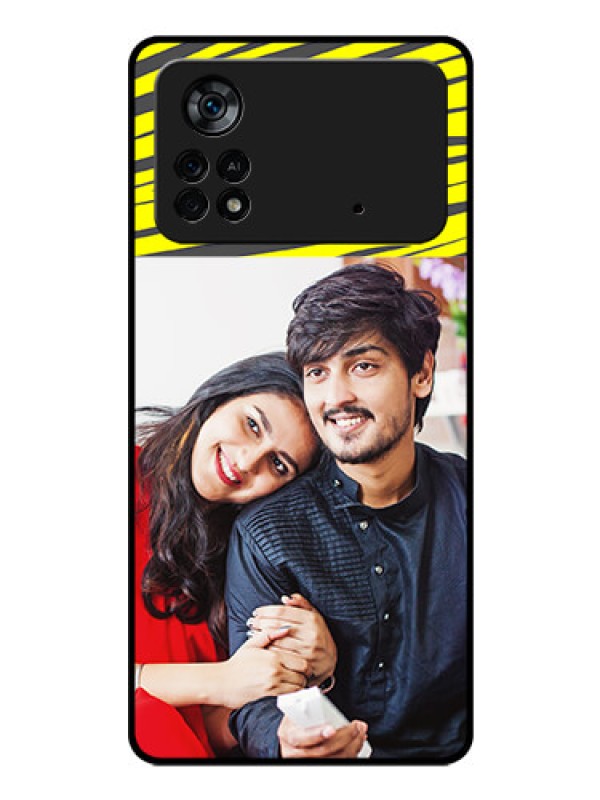 Custom Poco X4 Pro 5G Photo Printing on Glass Case - Yellow Abstract Design