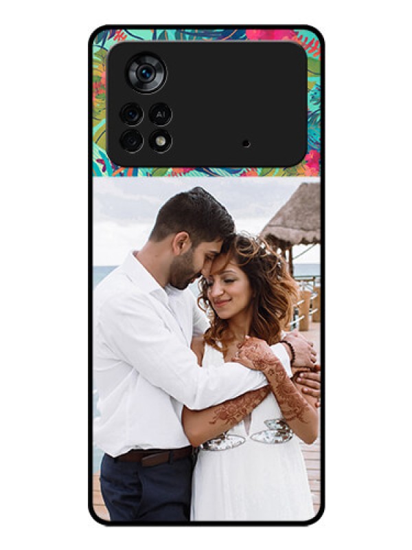 Custom Poco X4 Pro 5G Photo Printing on Glass Case - Watercolor Floral Design