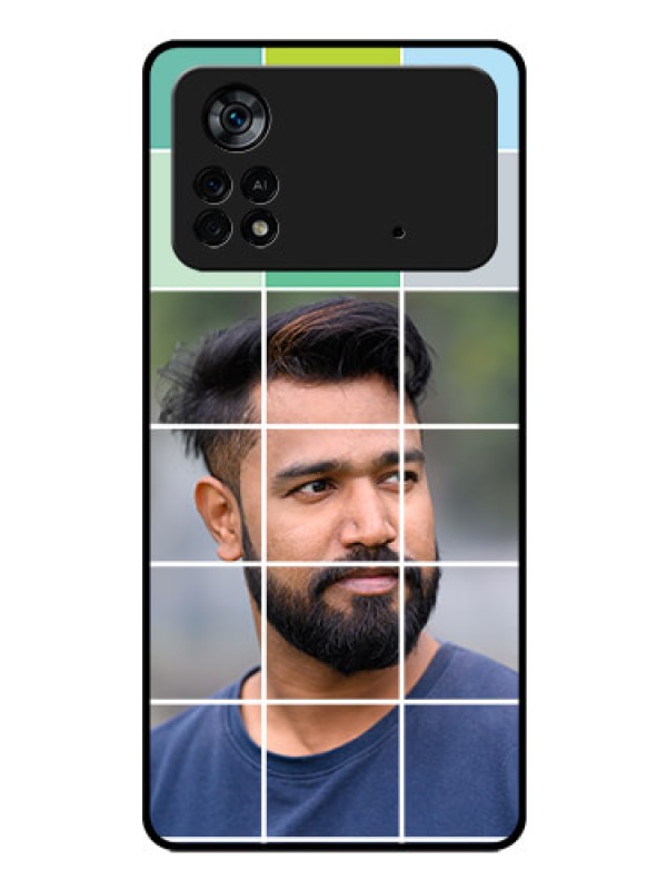 Custom Poco X4 Pro 5G Photo Printing on Glass Case - with white box pattern