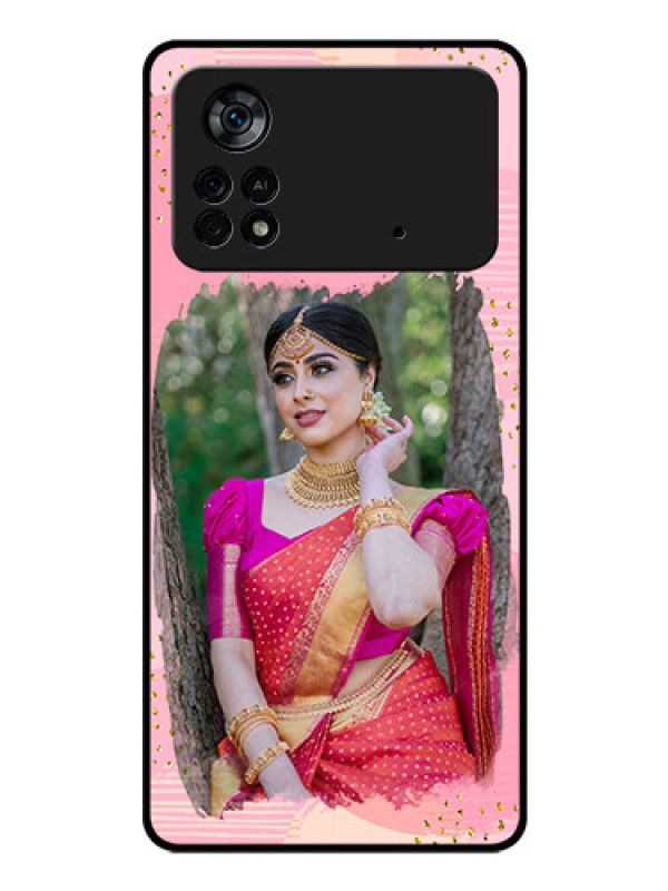 Custom Poco X4 Pro 5G Personalized Glass Phone Case - Gold Glitter Splash Design