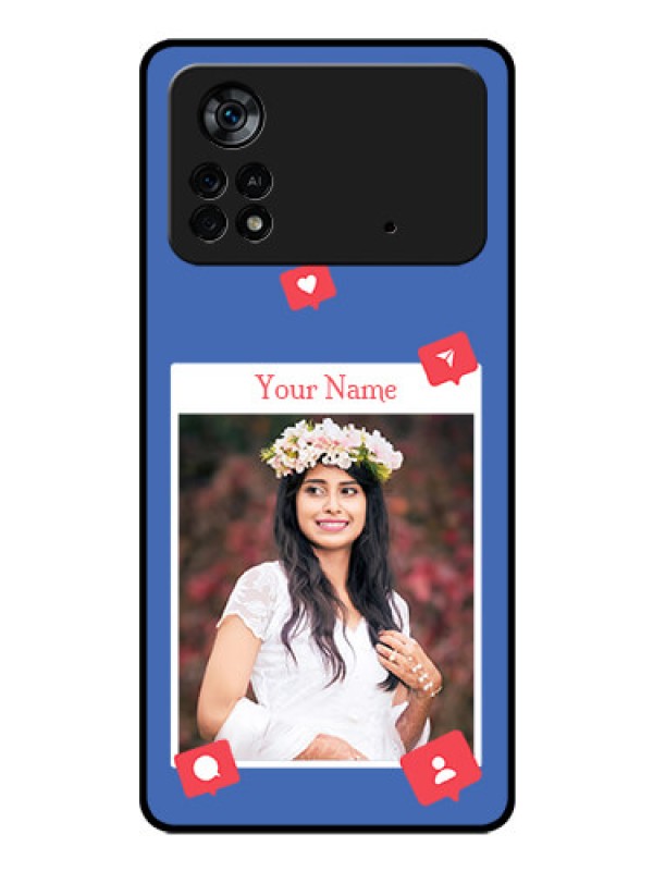 Custom Poco X4 Pro 5G Custom Glass Phone Case - Like Share And Comment Design