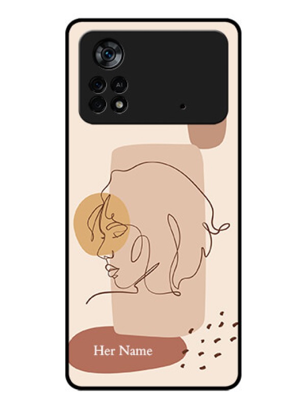Custom Poco X4 Pro 5G Photo Printing on Glass Case - Calm Woman line art Design