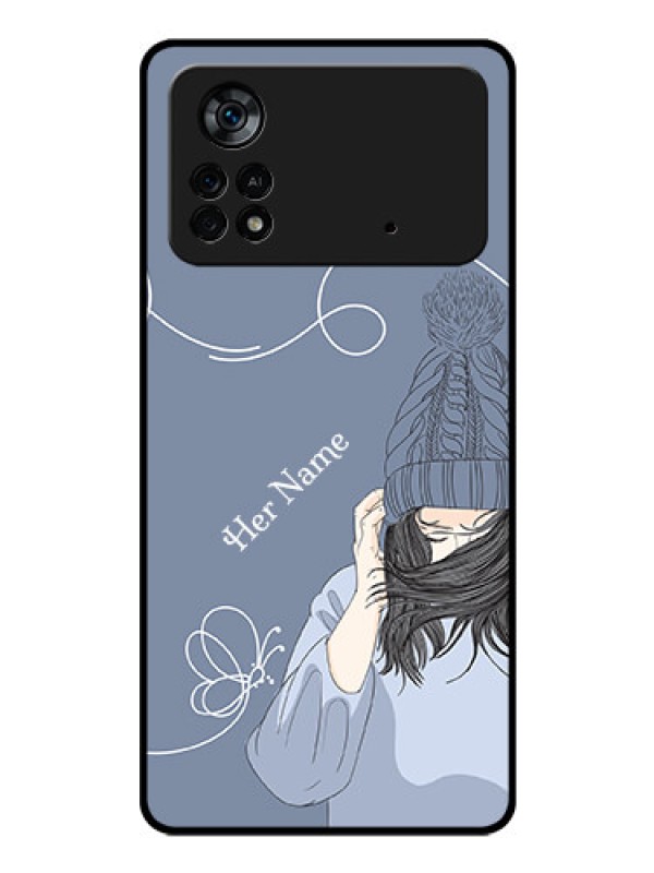 Custom Poco X4 Pro 5G Custom Glass Mobile Case - Girl in winter outfit Design