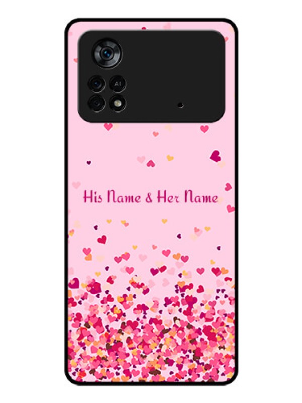 Custom Poco X4 Pro 5G Photo Printing on Glass Case - Floating Hearts Design
