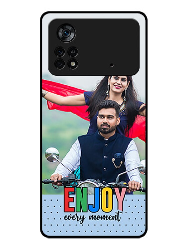 Custom Poco X4 Pro 5G Photo Printing on Glass Case - Enjoy Every Moment Design