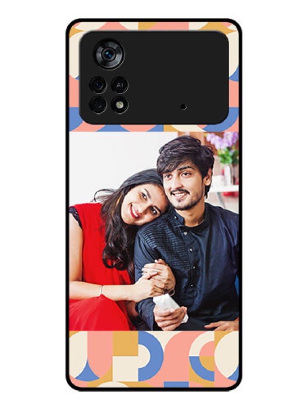Custom Poco X4 Pro 5G Photo Printing on Glass Case - Semi-circle Maze Pattern Design