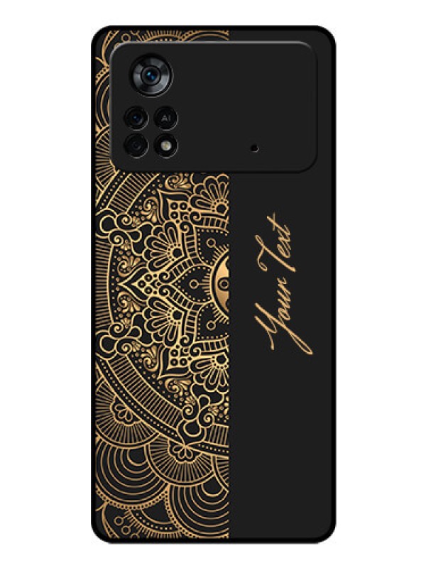 Custom Poco X4 Pro 5G Photo Printing on Glass Case - Mandala art with custom text Design