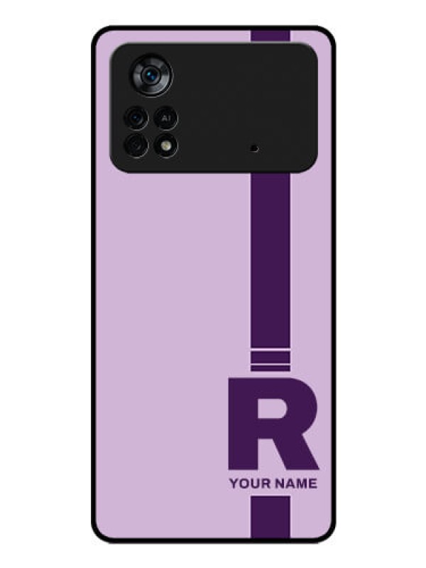 Custom Poco X4 Pro 5G Photo Printing on Glass Case - Simple dual tone stripe with name Design