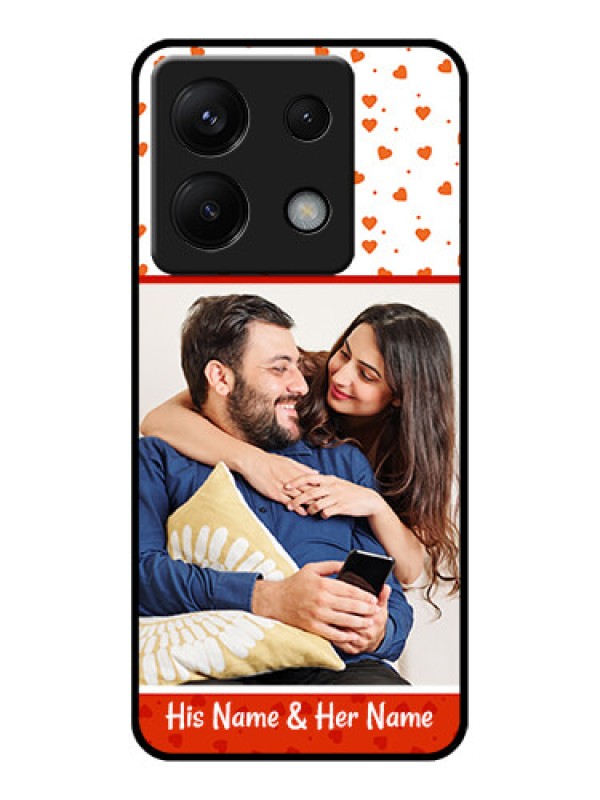 Custom Poco X6 5G Custom Glass Phone Case - Orange Love Symbol Design