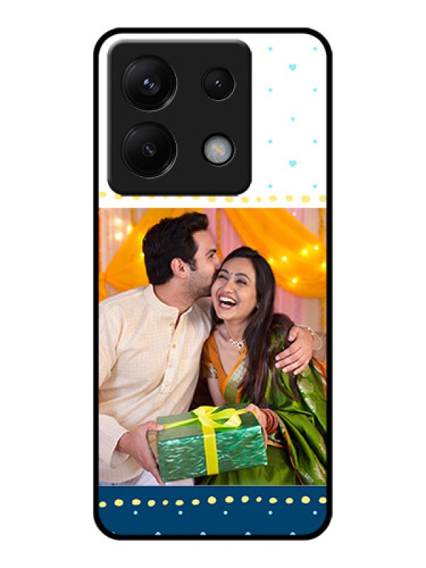 Custom Poco X6 5G Custom Glass Phone Case - White And Blue Abstract Design