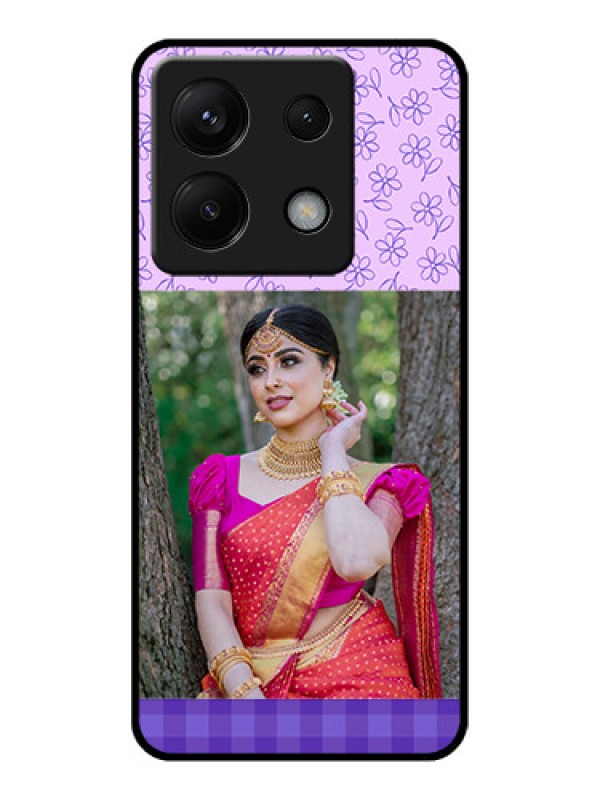 Custom Poco X6 5G Custom Glass Phone Case - Purple Floral Design