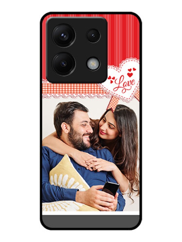 Custom Poco X6 5G Custom Glass Phone Case - Red Love Pattern Design
