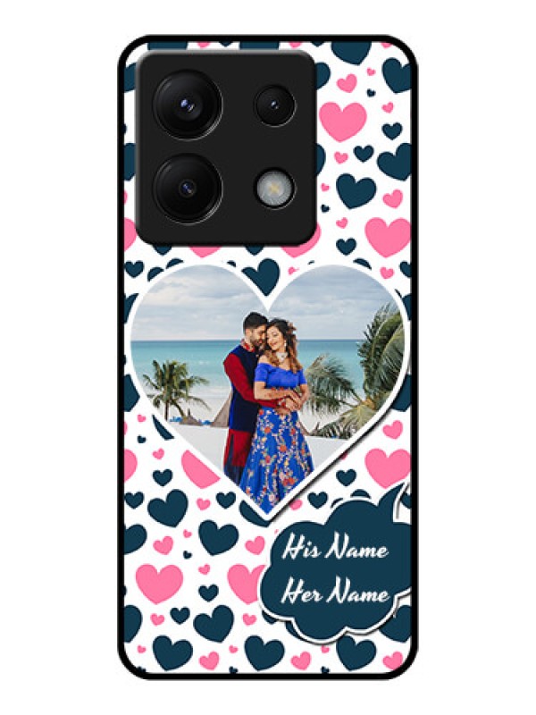 Custom Poco X6 5G Custom Glass Phone Case - Pink & Blue Heart Design