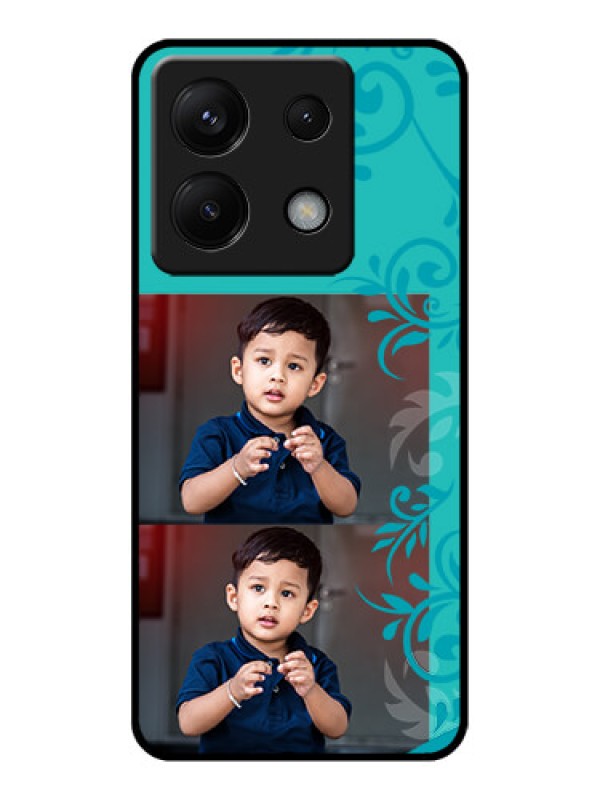 Custom Poco X6 5G Custom Glass Phone Case - With Photo And Green Floral Design