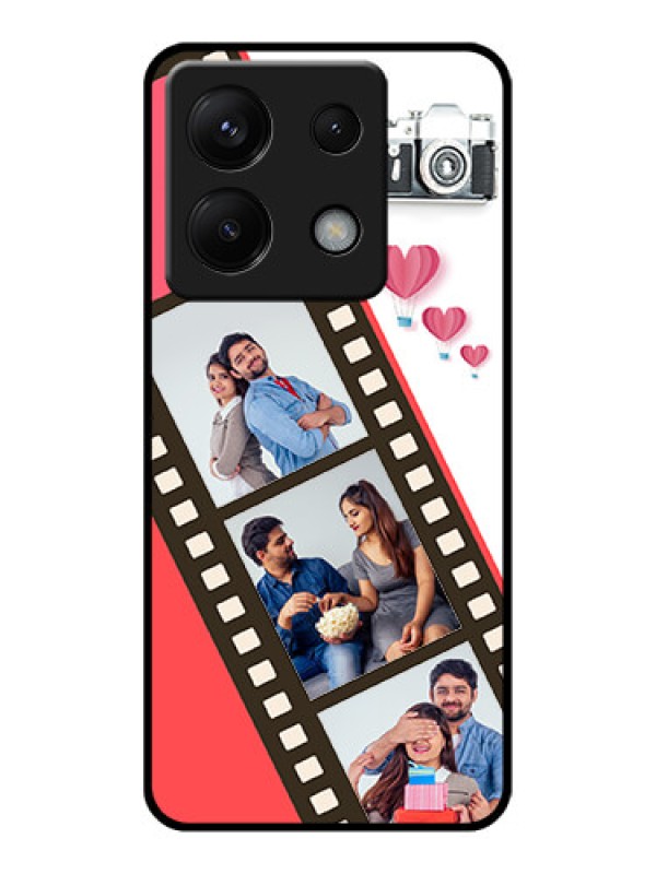 Custom Poco X6 5G Custom Glass Phone Case - 3 Image Holder With Film Reel