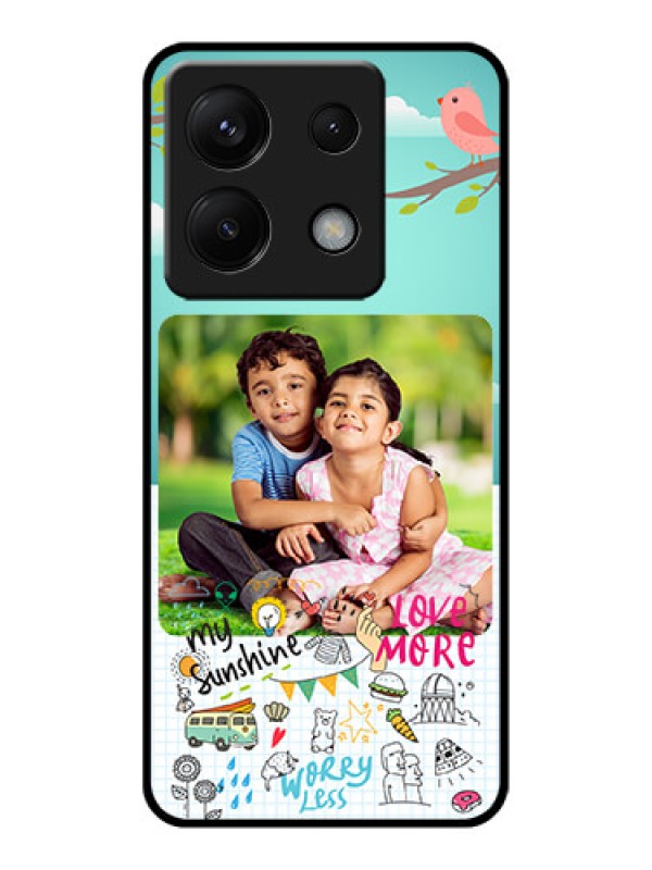 Custom Poco X6 5G Custom Glass Phone Case - Doodle Love Design