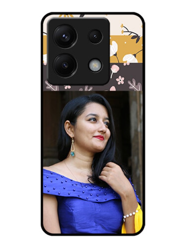 Custom Poco X6 5G Custom Glass Phone Case - Stylish Floral Design