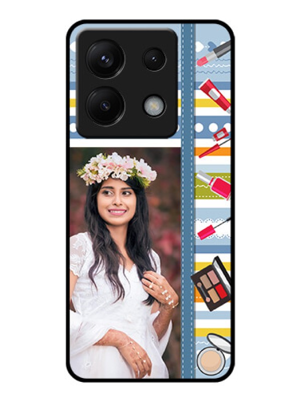 Custom Poco X6 5G Custom Glass Phone Case - Makeup Icons Design