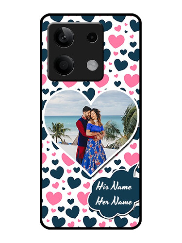 Custom Poco X6 Neo 5G Custom Glass Phone Case - Pink & Blue Heart Design