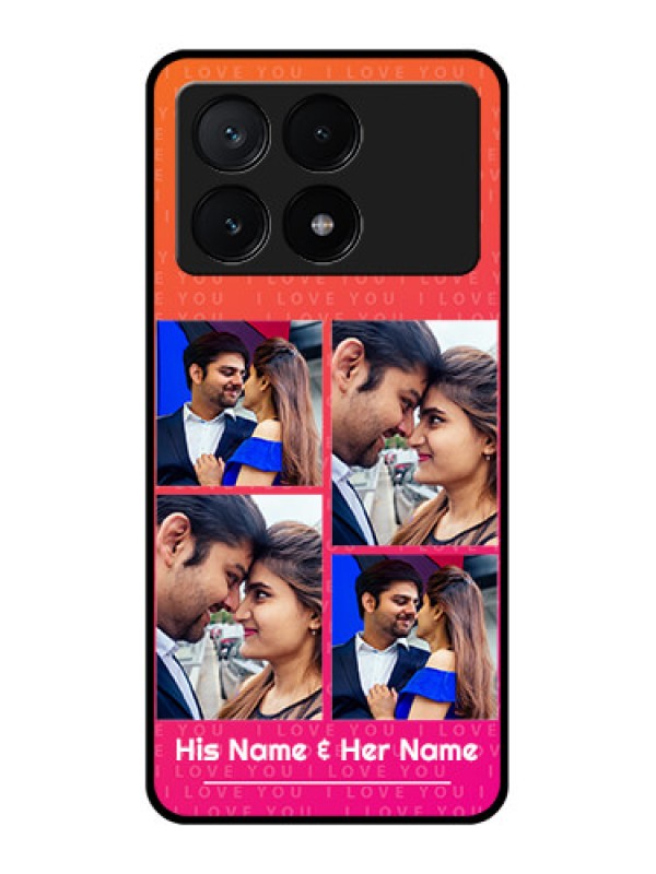Custom Poco X6 Pro 5G Custom Glass Phone Case - I Love You Pink Design