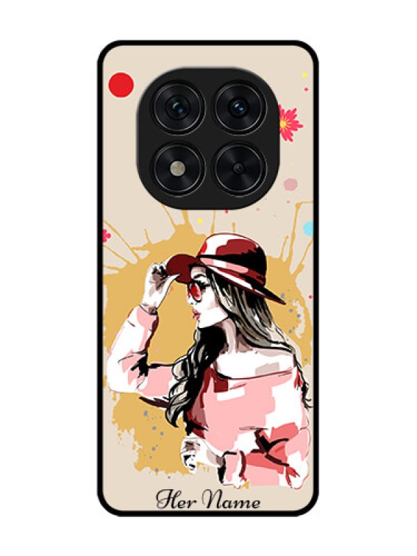 Custom Poco X7 5G Custom Glass Phone CaseWomen With Pink Hat Design