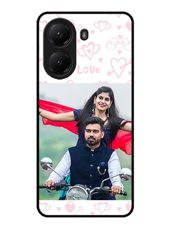 Custom Poco X7 Pro 5G Custom Glass Phone Case - Pink Flying Heart Design