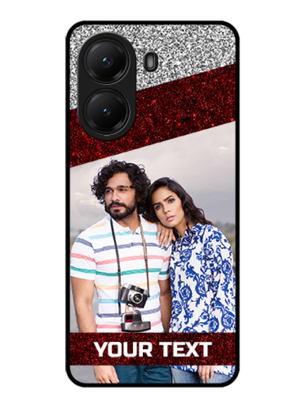Custom Poco X7 Pro 5G Custom Glass Phone Case - Image Holder With Glitter Strip Design