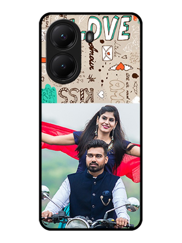 Custom Poco X7 Pro 5G Custom Glass Phone Case - Love Doodle Pattern
