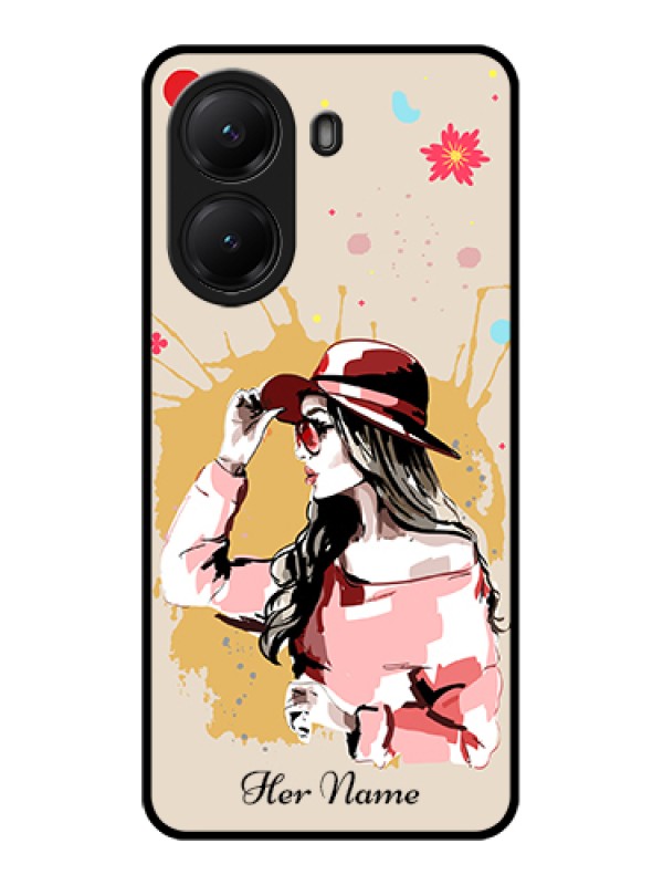 Custom Poco X7 Pro 5G Custom Glass Phone Case - Women With Pink Hat Design