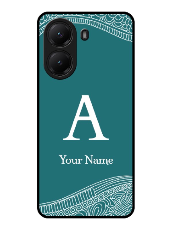 Custom Poco X7 Pro 5G Custom Glass Phone Case - Line Art Pattern With Custom Name Design