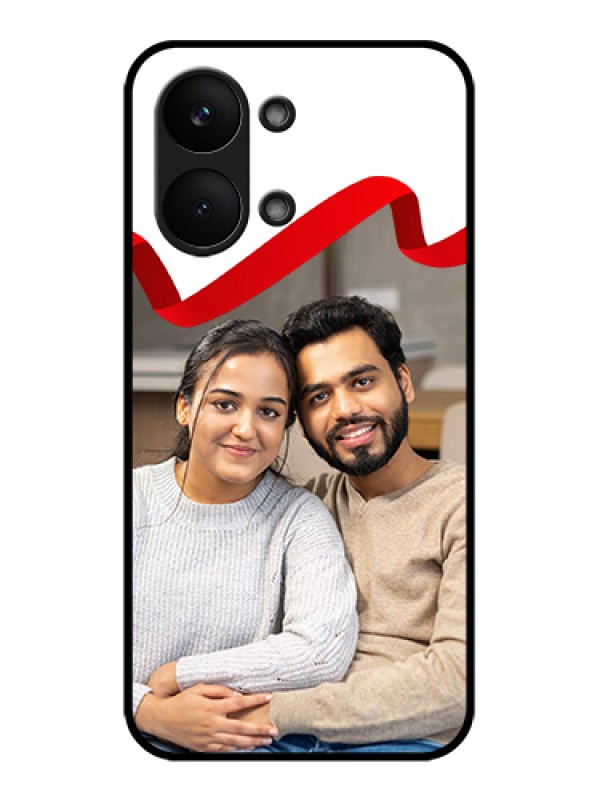 Custom Poco X8 Pro Max 5G Custom Glass Phone Case - Red Ribbon Frame Design