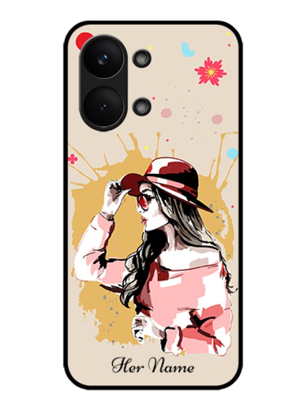 Custom Poco X8 Pro Max 5G Custom Glass Phone Case - Women With Pink Hat Design