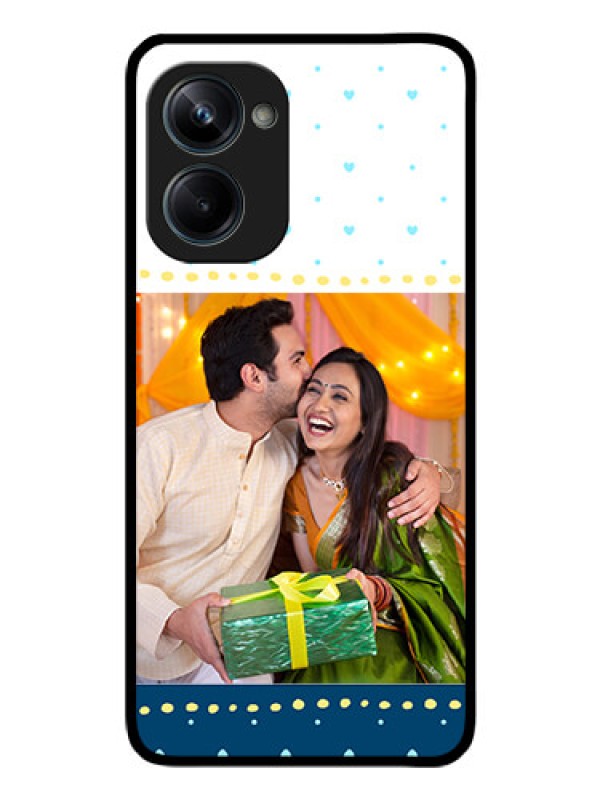 Custom Realme 10 Pro 5G Personalized Glass Phone Case - White and Blue Abstract Design