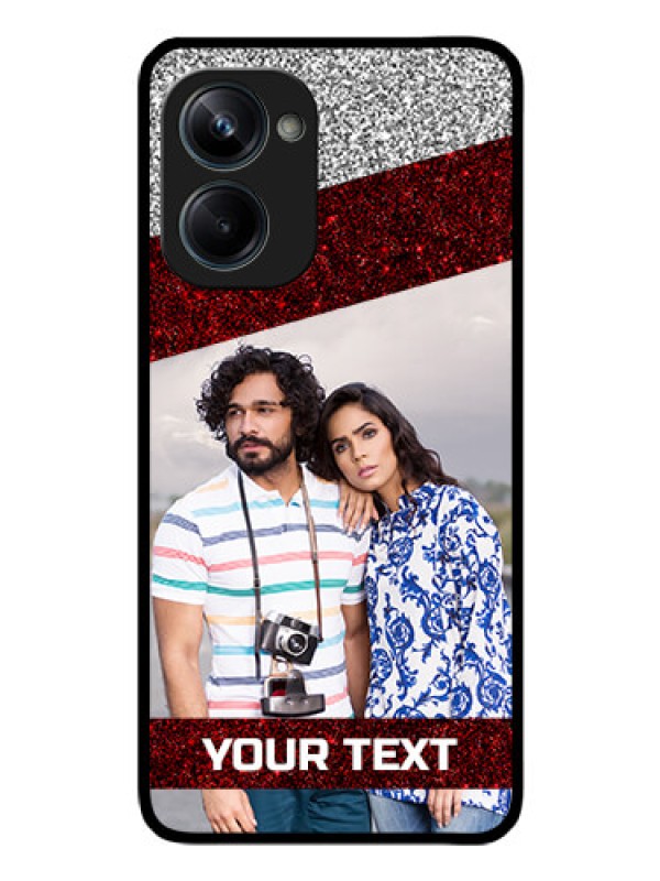 Custom Realme 10 Pro 5G Personalized Glass Phone Case - Image Holder with Glitter Strip Design