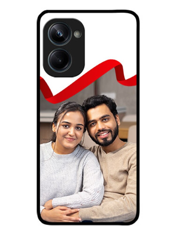 Custom Realme 10 Pro 5G Photo Printing on Glass Case - Red Ribbon Frame Design