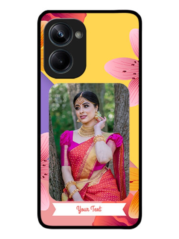 Custom Realme 10 Pro 5G Custom Glass Mobile Case - 3 Image With Vintage Floral Design