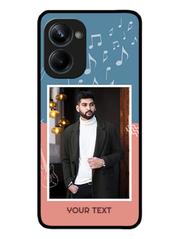 Custom Realme 10 Pro 5G Photo Printing on Glass Case - with Color Musical Note Design