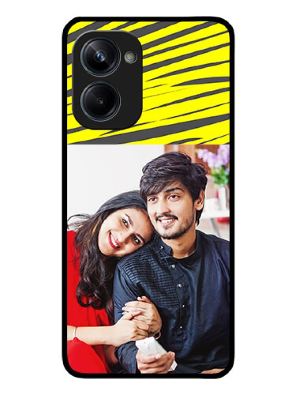 Custom Realme 10 Pro 5G Photo Printing on Glass Case - Yellow Abstract Design