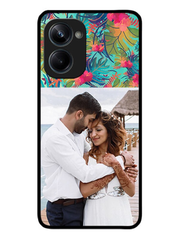 Custom Realme 10 Pro 5G Photo Printing on Glass Case - Watercolor Floral Design