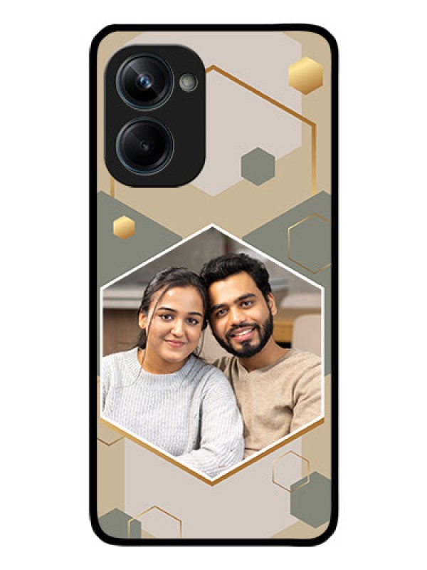 Custom Realme 10 Pro 5G Photo Printing on Glass Case - Stylish Hexagon Pattern Design