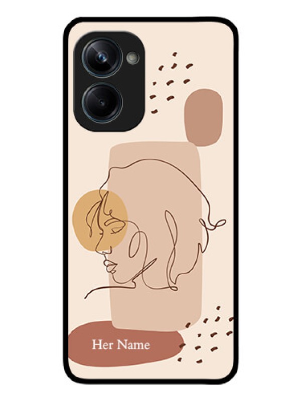Custom Realme 10 Pro 5G Photo Printing on Glass Case - Calm Woman line art Design