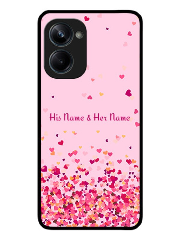Custom Realme 10 Pro 5G Photo Printing on Glass Case - Floating Hearts Design