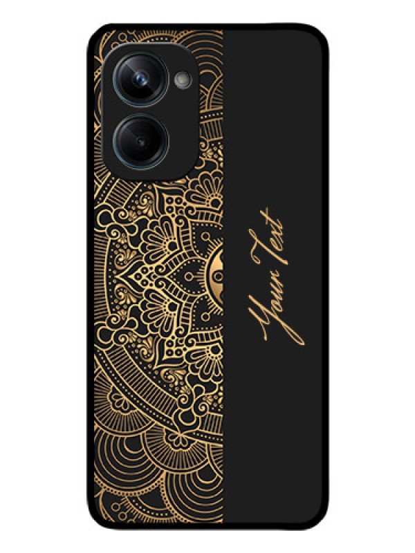 Custom Realme 10 Pro 5G Photo Printing on Glass Case - Mandala art with custom text Design